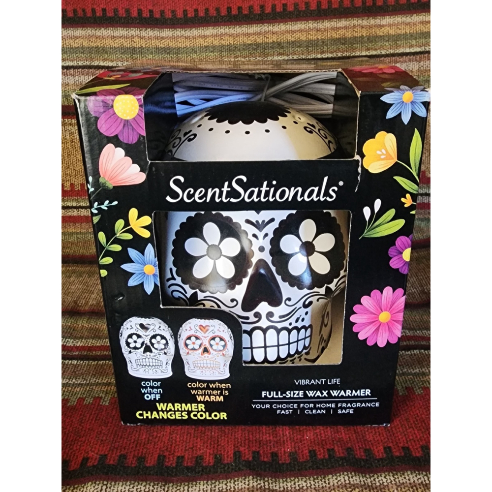 ScentSationals Day of The Dead Black & White 3D Color‎ Changing Wax Warmer